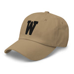 W Alphabet Varsity Letter Embroidered Dad Hat | Black Thread