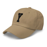 Y Alphabet Varsity Letter Embroidered Dad Hat | Black Thread