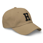 H Alphabet Varsity Letter Embroidered Dad Hat | Black Thread