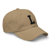 L Alphabet Varsity Letter Embroidered Dad Hat | Black Thread