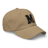 M Alphabet Varsity Letter Embroidered Dad Hat | Black Thread