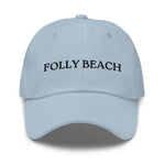 Folly Beach, SC South Carolina Embroidered Dad Hat - Black Thread