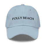 Folly Beach, SC South Carolina Embroidered Dad Hat - Black Thread