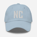 NC North Carolina Embroidered Dad Hat | White Thread | State Initials