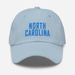 North Carolina Embroidered Dad Hat | Aqua Thread | State Initials