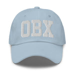 OBX Airport Code Embroidered Dad Hat Outer Banks North Carolina College Varsity Letter