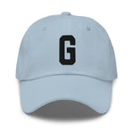 G Alphabet Varsity Letter Embroidered Dad Hat | Black Thread