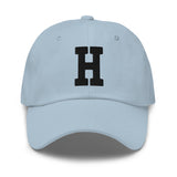 H Alphabet Varsity Letter Embroidered Dad Hat | Black Thread