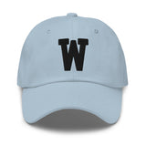 W Alphabet Varsity Letter Embroidered Dad Hat | Black Thread