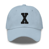 X Alphabet Varsity Letter Embroidered Dad Hat | Black Thread