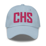 CHS Airport Code Embroidered Dad Hat South Carolina Charleston SC | Flamingo Pink Thread