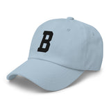 B Alphabet Varsity Letter Embroidered Dad Hat | Black Thread