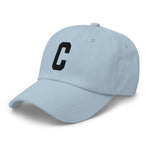 C Alphabet Varsity Letter Embroidered Dad Hat | Black Thread