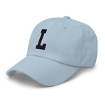 L Alphabet Varsity Letter Embroidered Dad Hat | Black Thread