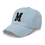 M Alphabet Varsity Letter Embroidered Dad Hat | Black Thread