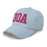 30A Rosemary Beach Florida Embroidered Dad Hat College Varsity Letter | Flamingo Pink Thread