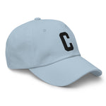 C Alphabet Varsity Letter Embroidered Dad Hat | Black Thread