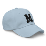 M Alphabet Varsity Letter Embroidered Dad Hat | Black Thread