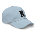 N Alphabet Varsity Letter Embroidered Dad Hat | Black Thread