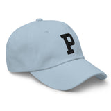 P Alphabet Varsity Letter Embroidered Dad Hat | Black Thread