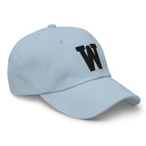 W Alphabet Varsity Letter Embroidered Dad Hat | Black Thread