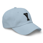 Y Alphabet Varsity Letter Embroidered Dad Hat | Black Thread