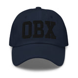 OBX Airport Code Embroidered Dad Hat Outer Banks North Carolina College Varsity Letter