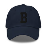 B Alphabet Varsity Letter Embroidered Dad Hat | Black Thread