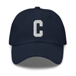 C Alphabet Varsity Letter Embroidered Dad Hat | White Thread