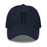 G Alphabet Varsity Letter Embroidered Dad Hat | Black Thread