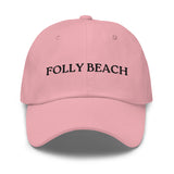 Folly Beach, SC South Carolina Embroidered Dad Hat - Black Thread