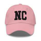 NC North Carolina Embroidered Dad Hat | Black Thread | State Initials Varsity Letter