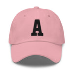 A Alphabet Varsity Letter Embroidered Dad Hat | Black Thread