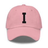 I Alphabet Varsity Letter Embroidered Dad Hat | Black Thread