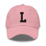 L Alphabet Varsity Letter Embroidered Dad Hat | Black Thread