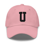 U Alphabet Varsity Letter Embroidered Dad Hat | Black Thread