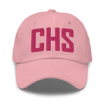 CHS Airport Code Embroidered Dad Hat South Carolina Charleston SC | Flamingo Pink Thread