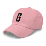 G Alphabet Varsity Letter Embroidered Dad Hat | Black Thread