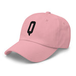 Q Alphabet Varsity Letter Embroidered Dad Hat | Black Thread