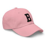 B Alphabet Varsity Letter Embroidered Dad Hat | Black Thread