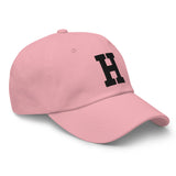 H Alphabet Varsity Letter Embroidered Dad Hat | Black Thread