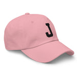 J Alphabet Varsity Letter Embroidered Dad Hat | Black Thread