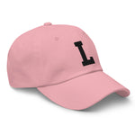 L Alphabet Varsity Letter Embroidered Dad Hat | Black Thread