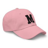 M Alphabet Varsity Letter Embroidered Dad Hat | Black Thread