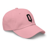 Q Alphabet Varsity Letter Embroidered Dad Hat | Black Thread