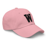 W Alphabet Varsity Letter Embroidered Dad Hat | Black Thread