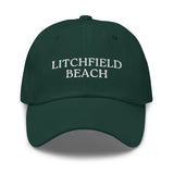 Litchfield Beach, SC South Carolina Embroidered Dad Hat - White Thread