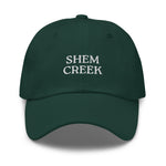 Shem Creek, SC South Carolina Embroidered Dad Hat - White Thread