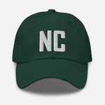 NC North Carolina Embroidered Dad Hat | White Thread | State Initials