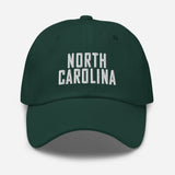 North Carolina Embroidered Dad Hat | White Thread | State Initials